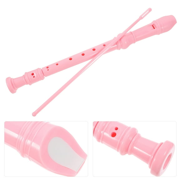 HONMEET 1Set Beginner Flute Recorder Instrument in Pink with Pure Smooth Sound and Practical Use