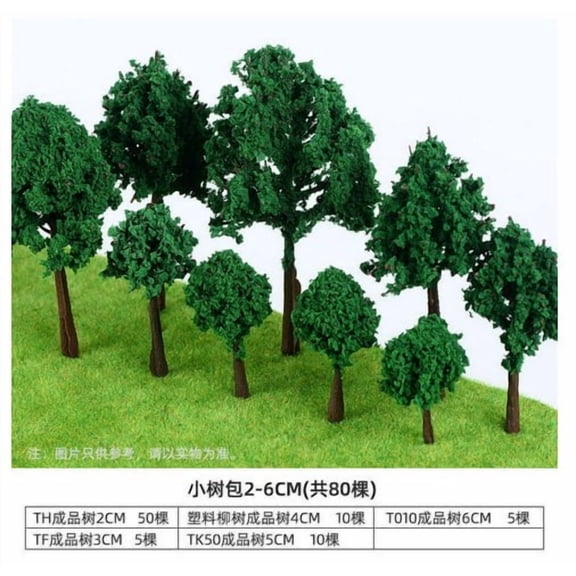 HONMEET 1Set Dollhouse Artificial Trees Set Realistic Green Plastic Model for Scene Decoration