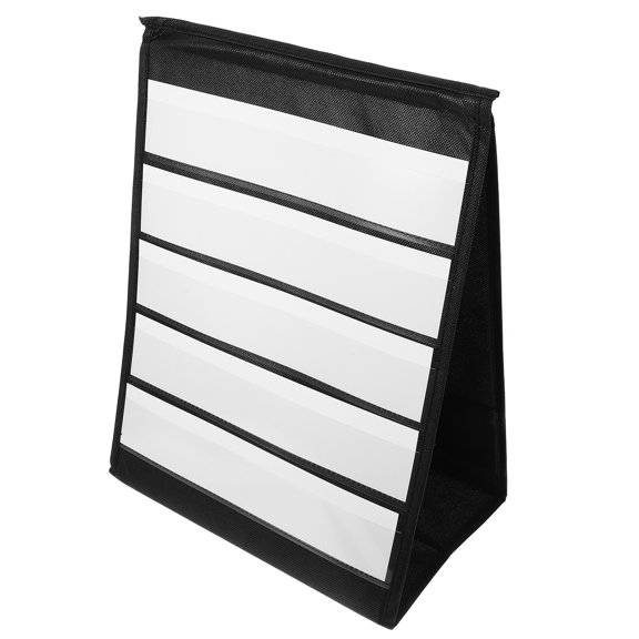 HONMEET 1 Set Of Tabletop Tent Pocket Chart Black Paper Display Stands For Library Use