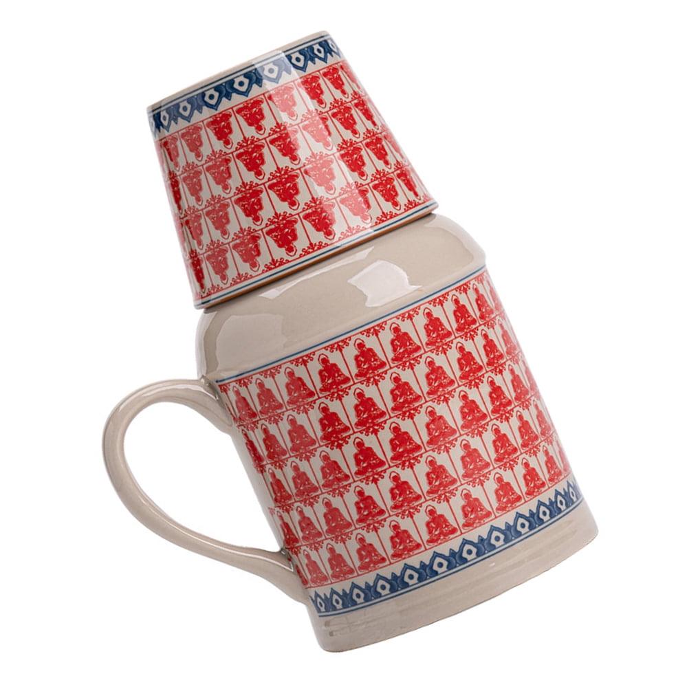 HONMEET Red Ceramic Clay Tea Pitcher and Cup Set with Handle, Stylish Household Tea Ware, 1 Set for Serving