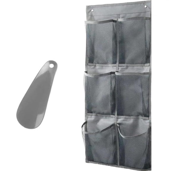 HONMEET Grey Hanging Shoe Rack Wall Mounted Mesh Organizer for Closet Dorm Room Storage and Space Saving