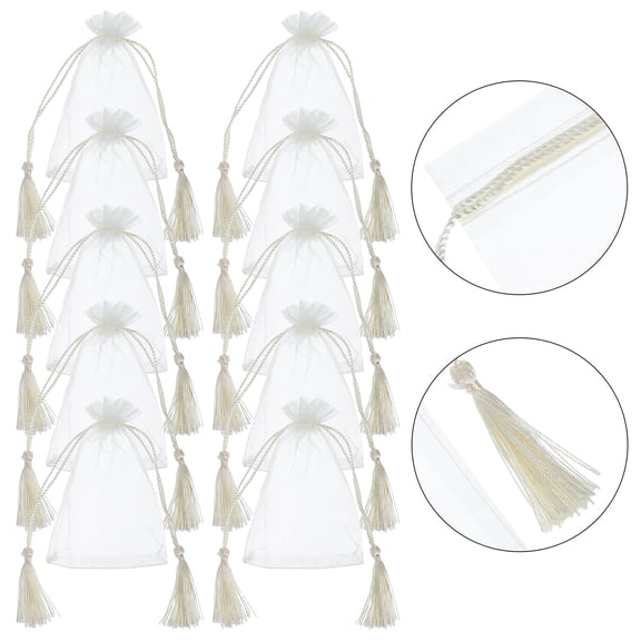 HONMEET Set of 10 Transparent Organza Party Favor Bags for Weddings, Birthdays, Showers, and Special Celebrations