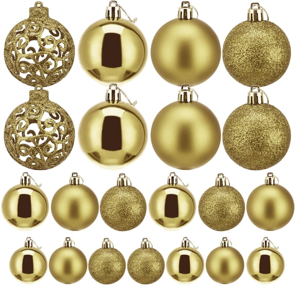 HONMEET 100Pcs Xmas Tree Ornaments Golden Hollow Design for Holiday Decor