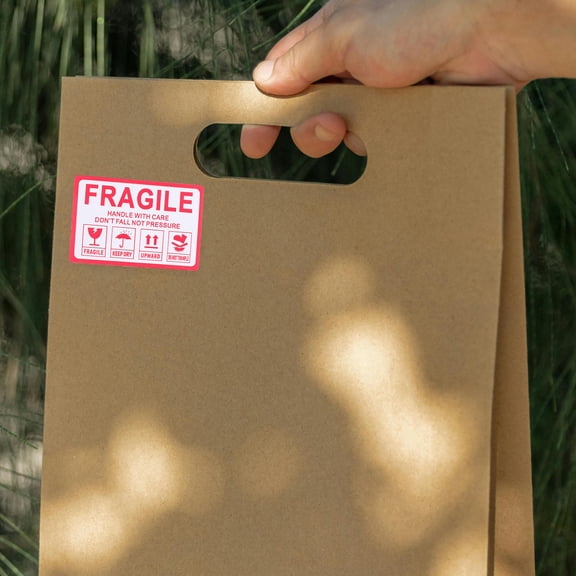 HONMEET Red Fragile Shipping Stickers Copper Plate Paper for Secure Packaging and Efficient