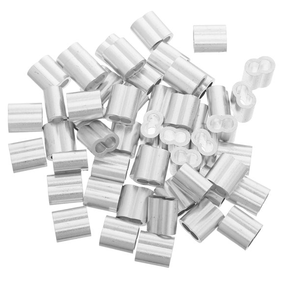 HONMEET 100Pcs Aluminum Wire Rope Crimp Sleeves 4Mm Cable Loop Ferrules for Industrial Cable Railing Projects