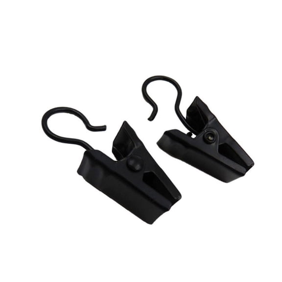 HONMEET 100Pcs Black Curtain Loop Clips with Hooks for Smooth Sliding and Secure Curtain Hanging