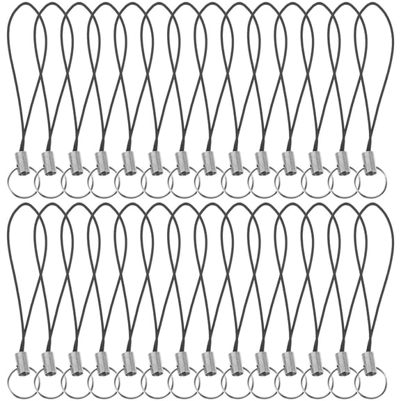 HONMEET 100Pcs Black Phone Hanging Strap Rust Resistant Rope Lanyard Accessory