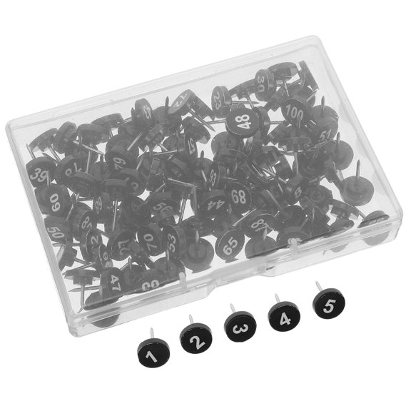 HONMEET 100Pcs Black Push Pins with Numbers Flat Rounded Push Tacks for Creative Displays