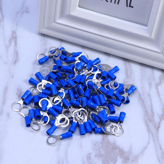HONMEET 100Pcs Thick Copper Heat Shrink Connectors Spade Set Blue for Wire Crimping