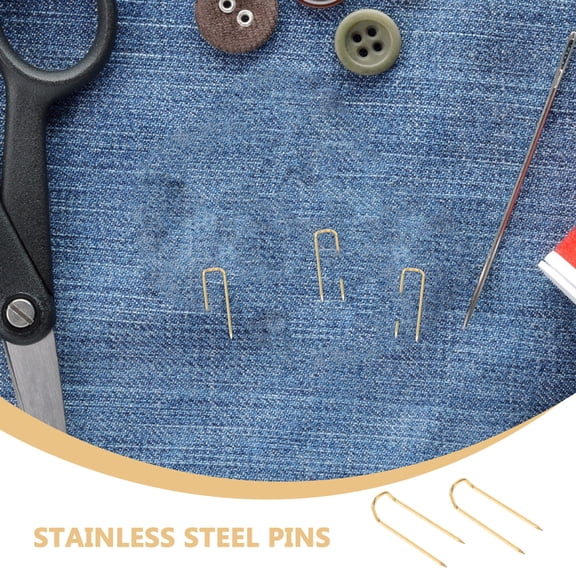 HONMEET 100Pcs Multipurpose Golden U Shaped Sewing Pins for Quilting and Fabric Alignment