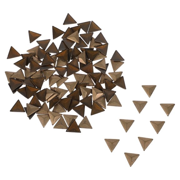 HONMEET 100Pcs Flatback Copper Pyramid Rivet Studs Hotfix Iron on Glue on Durable Plated Silver Craft Rivets