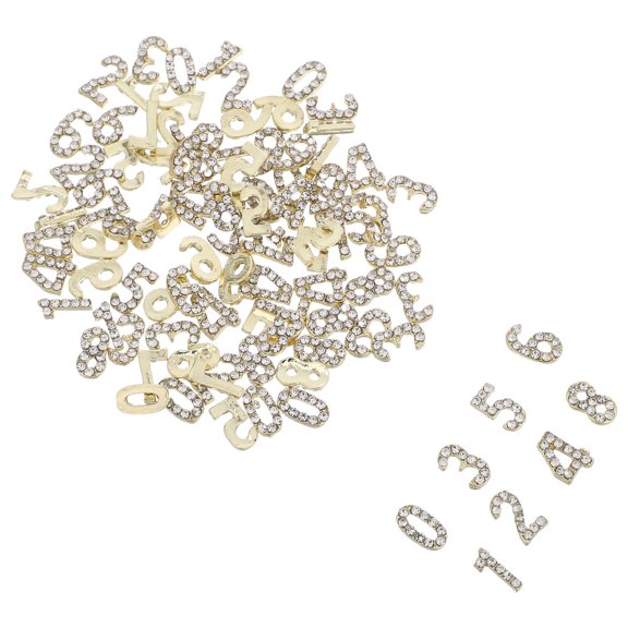 HONMEET 100Pcs Flatback Golden Rhinestone Number Nail Charms Unique Nail Art Decoration