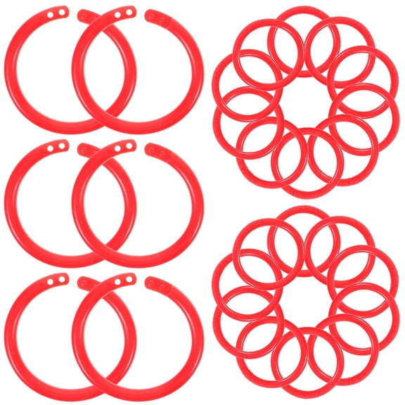 HONMEET Red Plastic Binder Rings for DIY Loose Leaf Notebooks 100Pcs