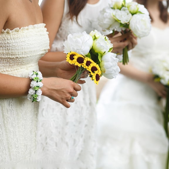 HONMEET 100Pcs Simulation Sunflower Artificial Flower Cluster for Wedding Decorations and Craft Use
