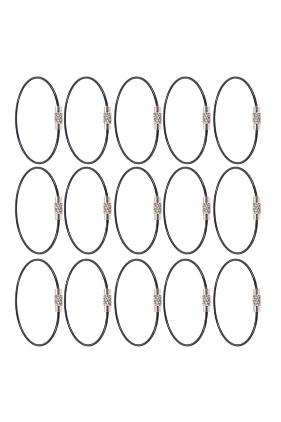 Durable Stainless Steel Key Rings, Black Plastic Coated, for Key Use, 100Pcs