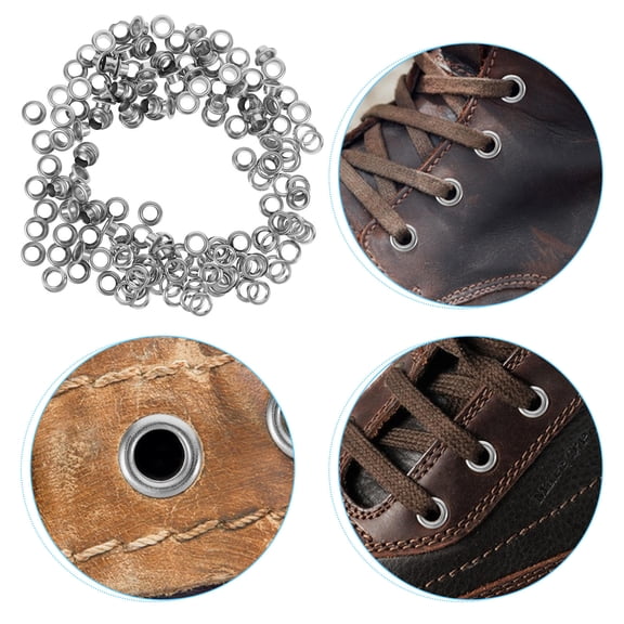 HONMEET 100Sets Silver Shoe Eyelets Fastener Tool Durable Hollow Rivet Eyelets for Fabric and Crafting