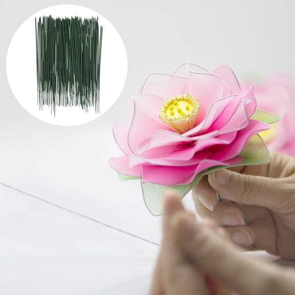 HONMEET 100Pcs Green Floral Stem Wire for Crafting, Flower Stems for Wedding, Party, Decoration Supplies