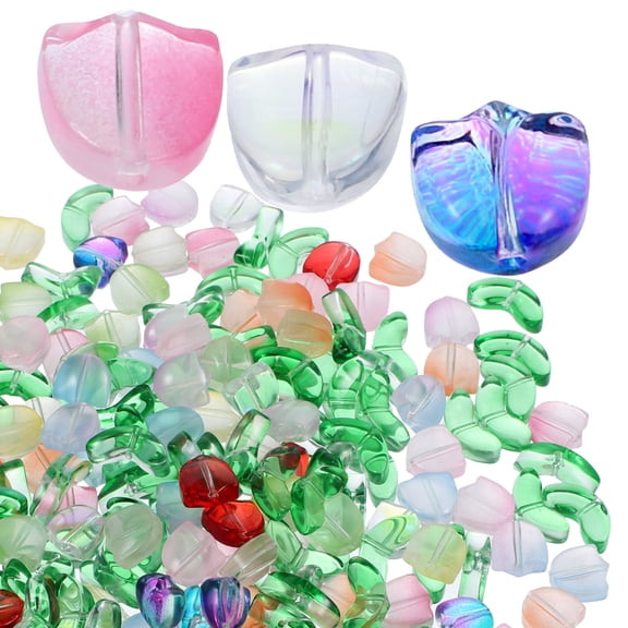HONMEET 100Pcs Assorted Resin Loose Beads with Flower Design for Jewelry Making Crafts