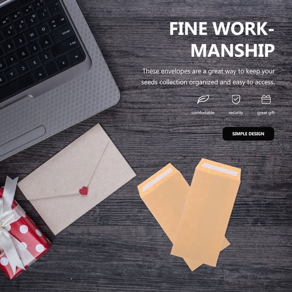 HONMEET 100Pcs Small Envelopes for Seeds Kraft Blank Money Storage Envelopes Khaki Lightweight