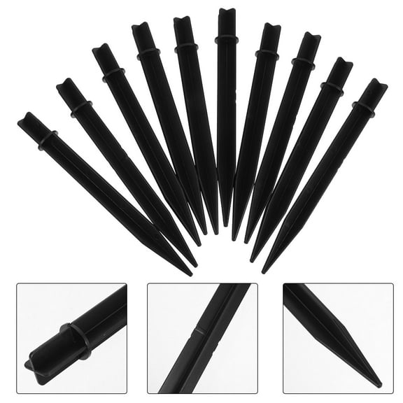 HONMEET 10Pcs Abs Black Square Ground Stakes for Outdoor Garden Lights Landscape Yard Lamps Spikes