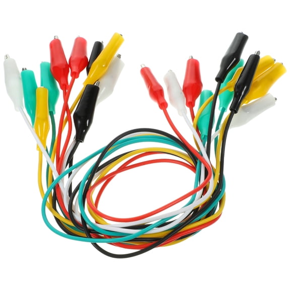 HONMEET 10Pcs Jumper Wires with Alligator Clips Assorted Colors Nickel Steel PVC