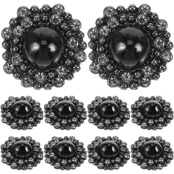 HONMEET 10Pcs Alloy Clothes Buttons Black with Pattern Design for DIY Clothing Projects
