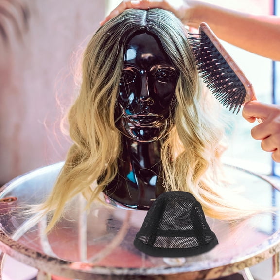 HONMEET 10Pcs Black Mesh Crochet Hair Net Caps Comfortable Reusable Hair Covers for Weaving and Sleeping