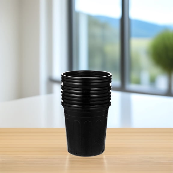 HONMEET 10Pcs Black Plastic Flower Pot Basins with Ventilation for Easy Transport and Plant Health