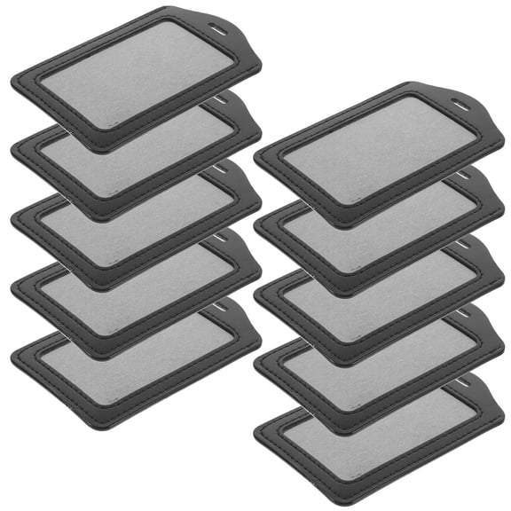 HONMEET 10Pcs Black Reusable Badge Holders Vertical Layout with Transparent Window for Professional Ids
