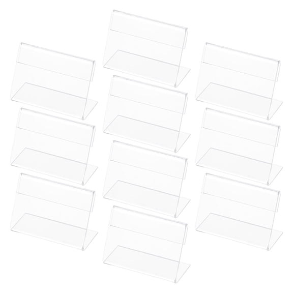 HONMEET 10Pcs Clear Acrylic Paper Holder Stand L-Shaped Horizontal Display Sign Holders for Retail and Office