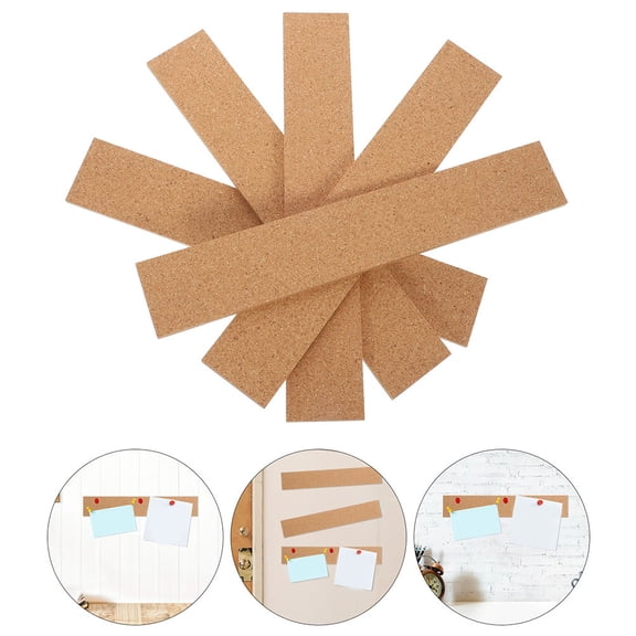 HONMEET 10-Pack Adhesive Cork Strips for Office Organization, Rectangular Self-Stick Cork Boards for Home and Workspace