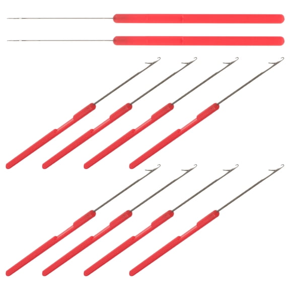 HONMEET 10Pcs Durable Red Bead Threaders for Home Use with Plastic and Steel Wire Materials
