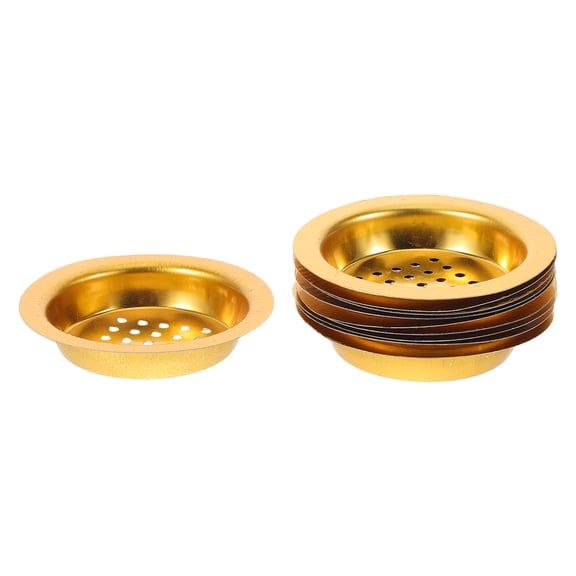 HONMEET 10Pcs Elegant Gold Perforated Censer Insert Tray for Resin Incense with Middle Eastern Style