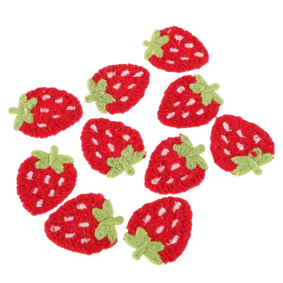 HONMEET 10Pcs Multi Color Handmade Strawberry Fabric Patches for Clothes and Bags