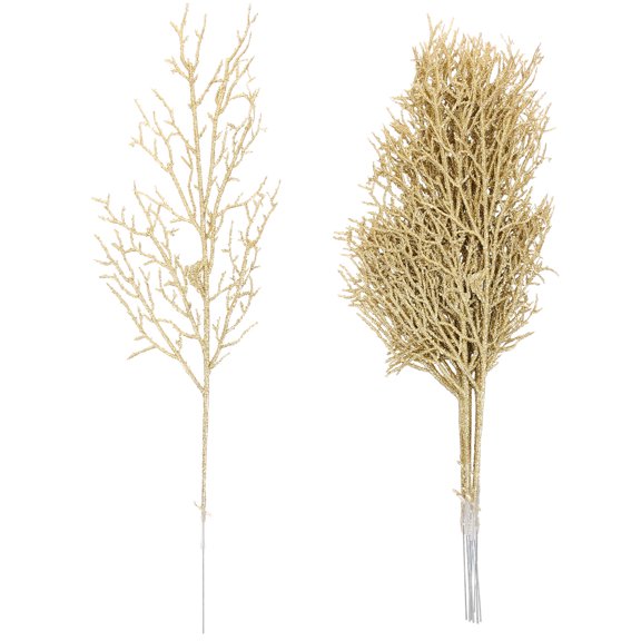 HONMEET 10Pcs Fake Glitter Tail Leaves Golden Glitter DIY Garden Decoration Christmas
