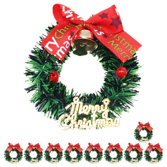 HONMEET Wreath Form Mini Christmas Wreaths Green Cloth 10Pcs 2.4x2.4x0.8in