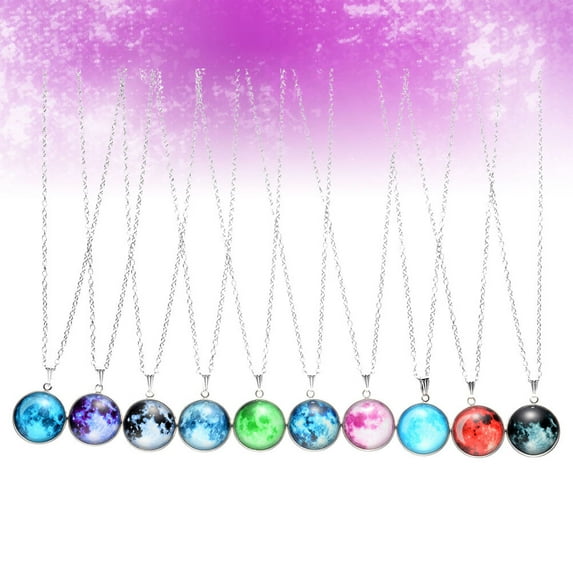 HONMEET Night Glow Moon Necklace Assorted Color Time Shape Design for Decor