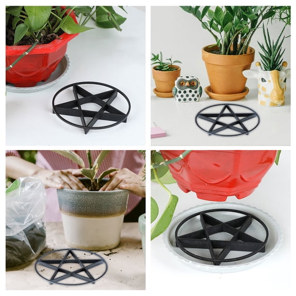 HONMEET 10Pcs Black Plant Pot Feet with Hollow Design for Drainage Durable Plant Pot Risers Indoor and Outdoor