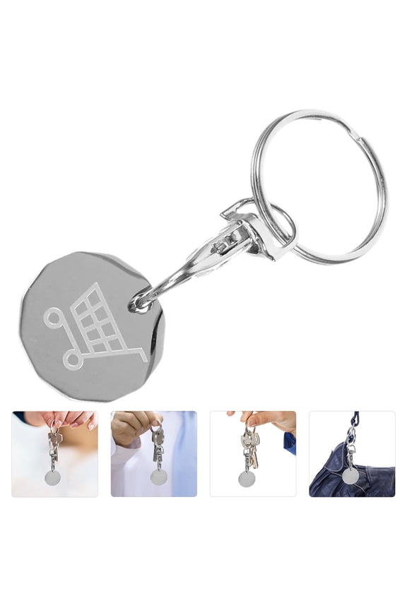 10Pcs Stainless Steel Shopping Trolley Token Keychain Portable Cart Unlock Tool with Antiloss Design