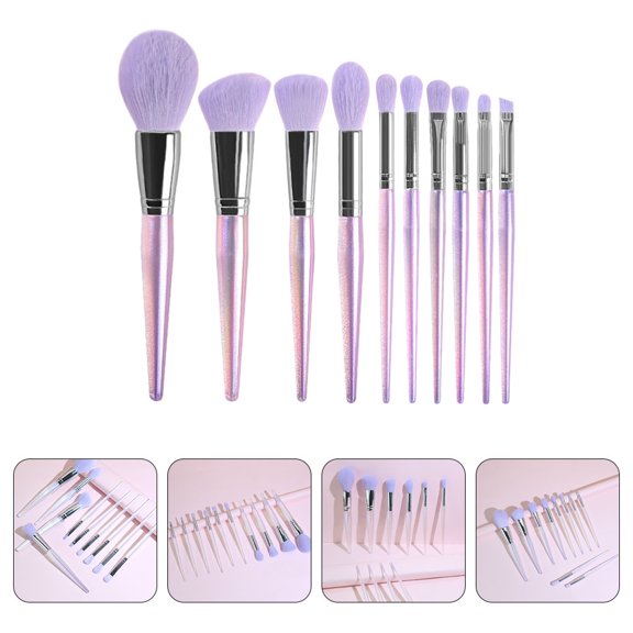 HONMEET 10Pcs Professional Makeup Kit for Women with Wear-resistant Handles in Purple