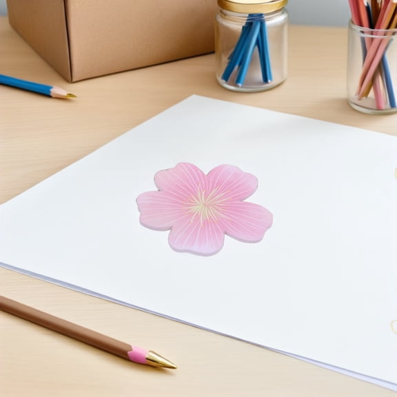 HONMEET 10Pcs Pink Cherry Blossom Sticky Memo Pads Portable Self Stick Notes for Office Use