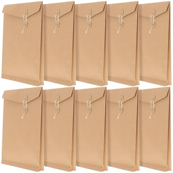 HONMEET 10Pcs Rectangular Kraft Paper Envelope for Home Use Legal Document Holder