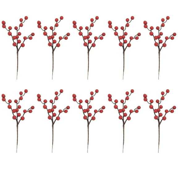 HONMEET Decorative Red Foam Cherry Stems for Wedding and Banquet 10Pcs