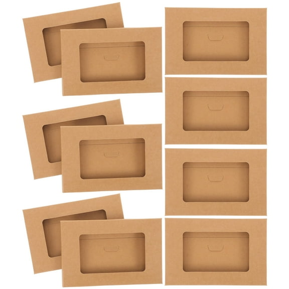HONMEET 10Pcs Open Window Envelop Packaging Box Kraft Paper Storage Case for Catalog and Invoice Mailing