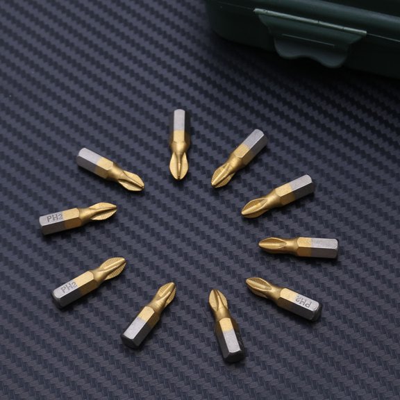 HONMEET 10Pcs Titanium Coated Steel Craft Tool Driver Bits Assorted Color for Electrician Use