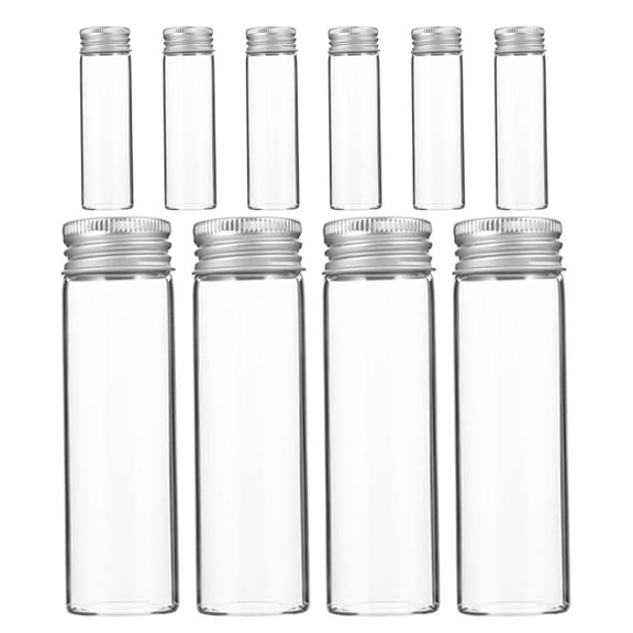 HONMEET 10Pcs Transparent Glass Vials with Aluminum Screw Lids for Sample Storage