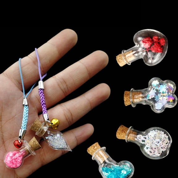 HONMEET Set of 10 Drifting Glass Bottles with Cork and Hanging Ropes, Ideal for Home Decoration and Craft Projects