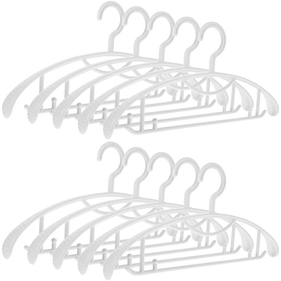 HONMEET 10Pcs White Plastic Clothes Hangers Non Slip Widened Design for Suits Coats Sweaters