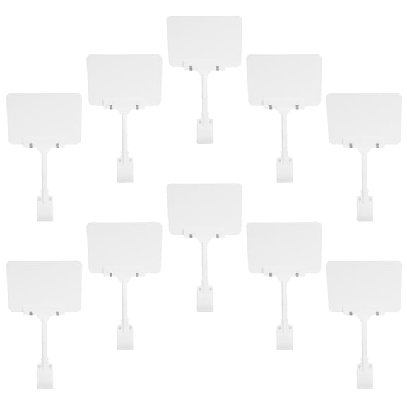 HONMEET 10Set Reusable White Plastic Price Board Display Signs with Clips for Store Use