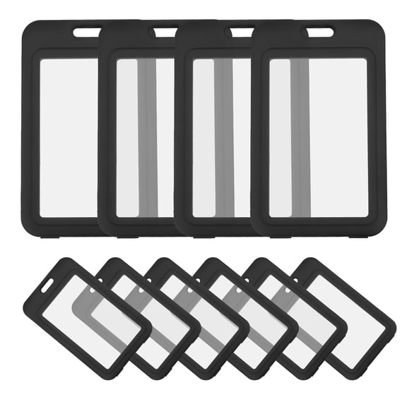 HONMEET 10pcs Clear Badge Protector ID Card Cover Black PP Flip Design for Friends